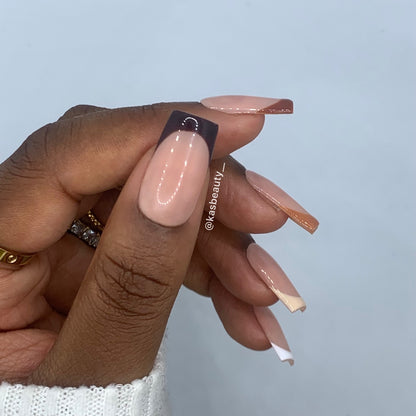 Coffee French Tip Press On Nails